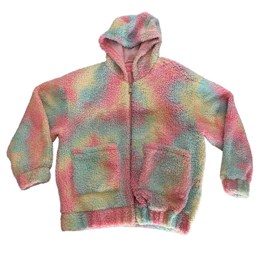 Sugar Thrillz rainbow Sherpa teddy jacket. Sized large.
